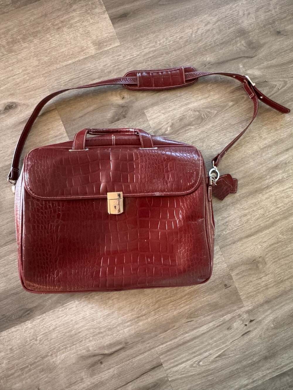 Siamod Geniune Leather Laptop Business Travel Bag Purse Briefcase Double Compart